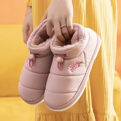 冬季居家棉拖鞋女防滑羽绒室内情侣厚底保暖包跟月子鞋外穿棉鞋男商品大图