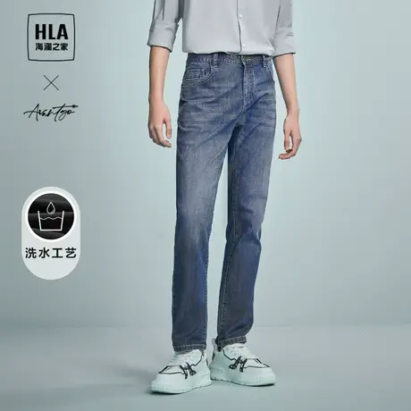 HLA/海澜之家轻商务时尚系列牛仔裤24春夏新款微弹中腰直脚裤子男图片