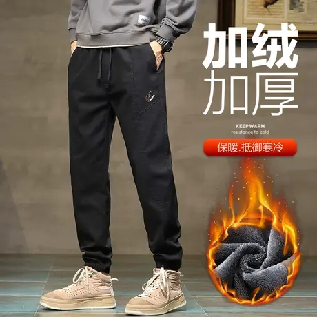 秋冬季男款冬裤加绒加厚工装休闲裤男士抓绒裤保温2023新款男裤子商品大图