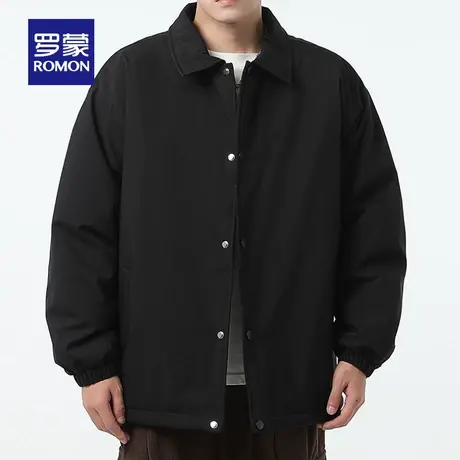 罗蒙男士短款棉服2023冬季新款时尚休闲百搭纯色翻领外套保暖棉衣图片