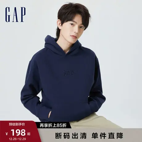 【断码优惠】Gap男女装秋冬季新款LOGO碳素软磨抓绒卫衣804715商品大图