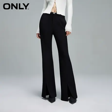 ONLY奥莱春季新款时尚简约开叉高腰显瘦微喇休闲裤女商品大图
