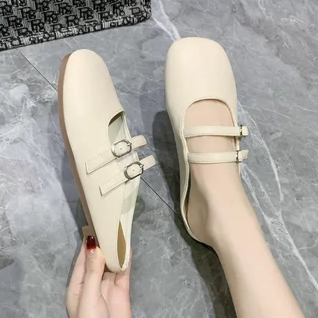 复古ins包头半拖鞋女外穿2024年新款春秋季配裙子温柔软底勃肯鞋商品大图