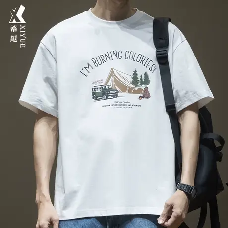 260G重磅三本针短袖T恤男2024春季新款宽松大码潮牌男士半袖上衣商品大图