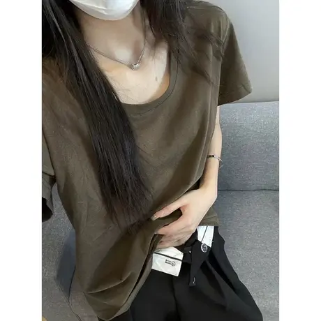 洋气时髦短袖T恤女夏装韩版百搭宽松显瘦休闲外穿打底衫上衣半袖商品大图