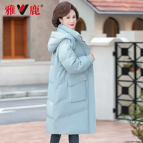 雅鹿妈妈羽绒服中长款过膝中老年秋冬外套女奶奶装冬装棉袄洋气男商品大图