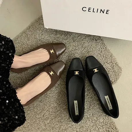 法式浅口平底豆豆鞋女鞋子2024春秋季新款复古方头百搭小香风单鞋商品大图