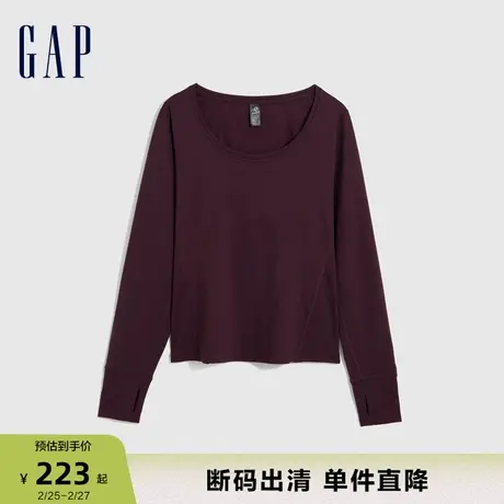 【断码优惠】Gap女装秋季新款运动休闲弹力修身圆领长袖T恤745051商品大图