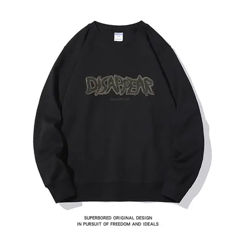 2023新款美式复古字母印花圆领卫衣男潮流秋冬上衣外套情侣装外套图片