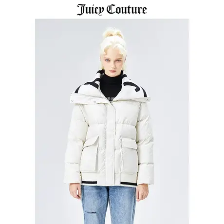 Juicy couture橘滋冬季新款气质羽绒服外套短款修身翻领厚夹克女商品大图