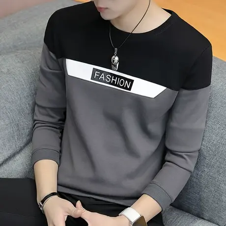 男士长袖T恤2023年新款春秋季韩版潮流帅气打底衫卫衣男装上衣服商品大图