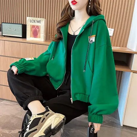 卫衣女春秋季韩版宽松早春设计感小众短款小个子初春薄款开衫外套商品大图