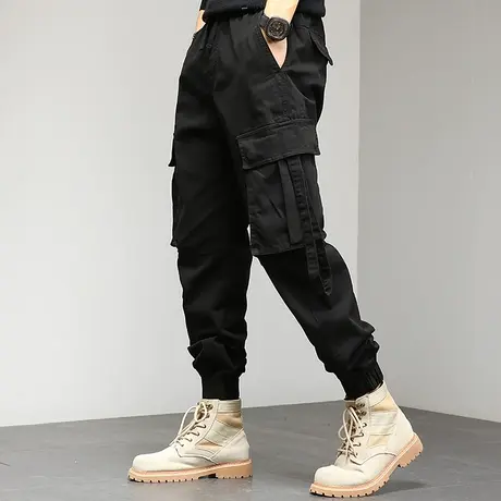 休闲裤子男宽松束脚哈伦2022冬季新款潮牌运动工装休闲束脚宽松裤商品大图