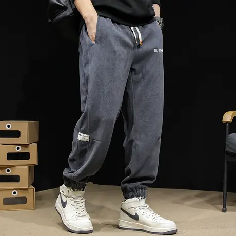 雪尼尔运动裤子男士宽松2023新款男裤大码春秋款休闲裤男束脚卫裤商品大图