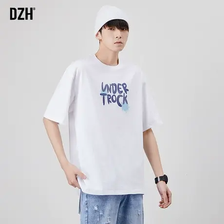 男生白色t恤男ins夏季纯棉短袖宽松潮牌男装夏装半袖2023新款体恤商品大图