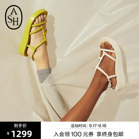 ASH女鞋新款VIRTU系列时尚羊皮增高夹脚平底凉鞋女商品大图