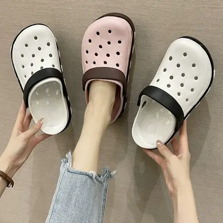 洞洞鞋凉鞋女ins防滑2023年新款懒人沙滩包头半凉拖鞋女夏季外穿商品大图