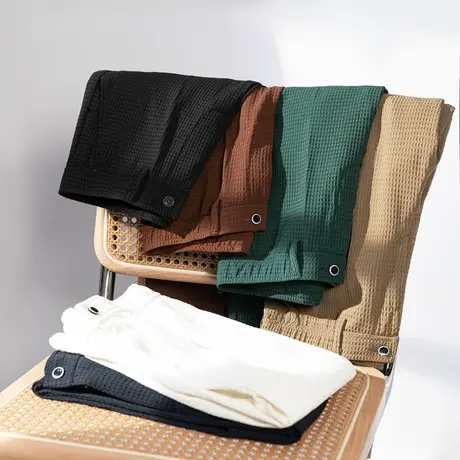 西裤男夏季华夫格薄款商务正装西服裤直筒宽松黑色休闲九分西装裤图片