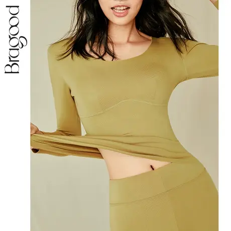 Bragood德绒保暖内衣女套装厚款加绒秋衣秋裤打底紧身无痕莫代尔商品大图