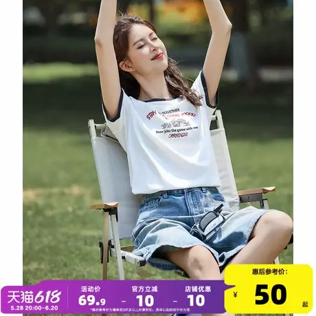 【史努比联名款】唐狮2025夏季女新款短袖T恤休闲宽松减龄上衣商品大图