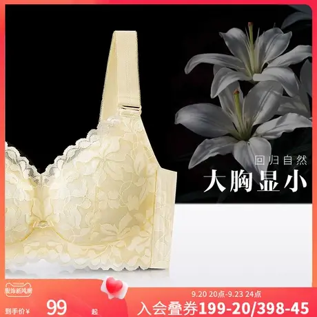润微7号杯内衣女大胸显小胸薄款透气舒适收副乳防下垂无钢圈文胸商品大图