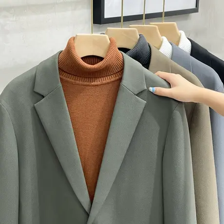 春秋新款男士休闲西装外套高级感痞帅轻熟风西服上衣绅士通勤单西图片