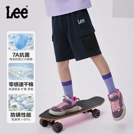 lee凉感黑色短裤2025年新款夏季薄款裤子运动休闲男女儿童裤子图片