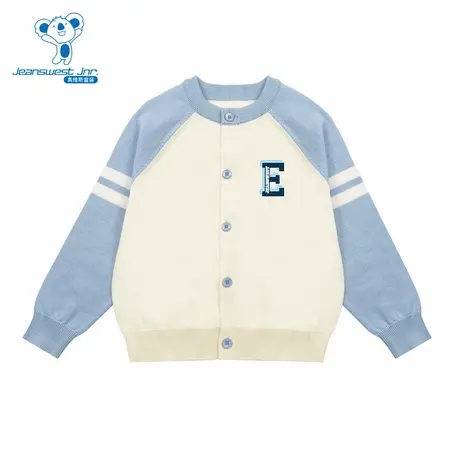 PV真维斯男童装2025秋季新款美式字母E印花时尚百搭童装针织上衣商品大图