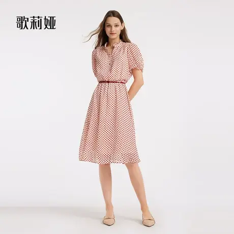歌莉娅雪纺连衣裙女长裙显瘦气质夏新款收腰通勤百搭图片
