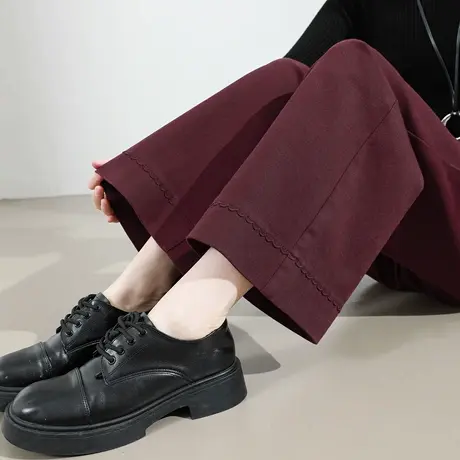 安可拉红莱赛尔九分直筒牛仔裤女春秋新款潮高腰显瘦宽松阔腿裤子图片