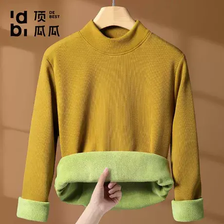 【驼绒巨厚】顶瓜瓜冬季女士半高领加绒加厚打底衫保暖内衣上衣商品大图
