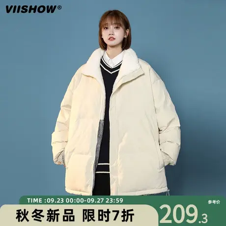 VIISHOW双面穿仿羊羔毛棉服男冬季棉衣加绒加厚仿羊羔绒外套潮商品大图