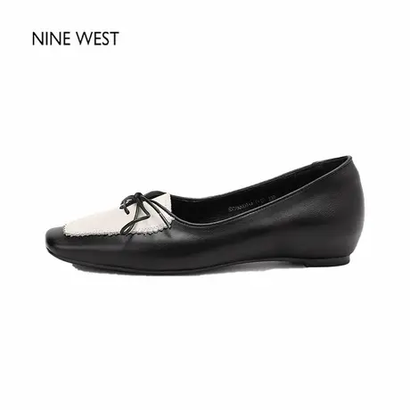 Nine West/玖熙2025复古拼色小香风内增高小皮鞋女方头真皮单鞋子商品大图