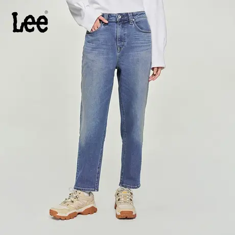 Lee商场同款23秋冬新品101+411舒适锥形中蓝色石墨烯女保暖牛仔裤商品大图