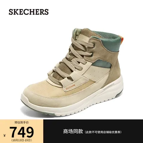 Skechers斯凯奇2023年冬季新款女士休闲靴保暖高帮鞋卡其短雪地靴图片