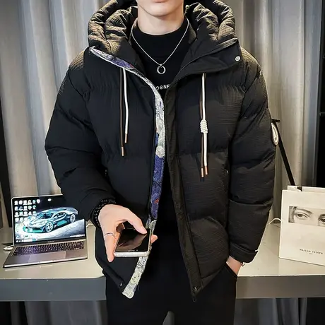连帽棉衣男冬季2023年重磅个性拼接潮牌宽松加厚棉服大码小众外套图片
