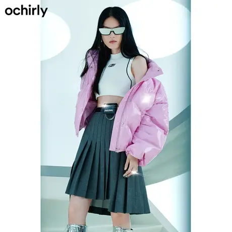 【七七酱专享】欧时力泡芙羽绒服新款冬立领亮面时尚保暖外套显瘦图片