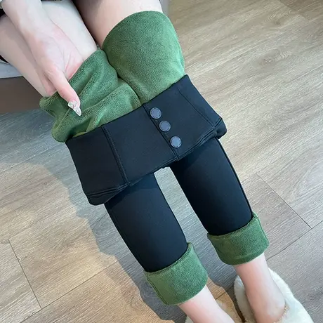 外穿小脚打底裤女冬季2023新款加绒修身显瘦铅笔裤高腰弹力小黑裤商品大图