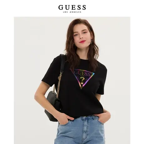 【38上新季】GUESS情侣款设计感幻彩膜字母印花短袖T恤上衣商品大图