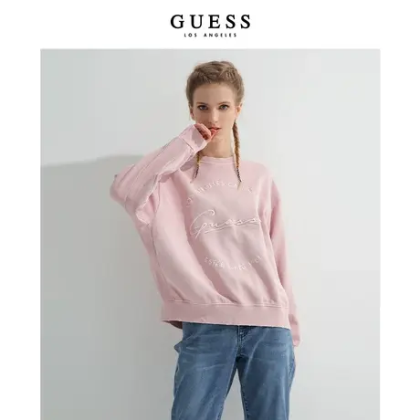 【38上新季】GUESS女士休闲纯色百搭oversize运动刺绣卫衣图片