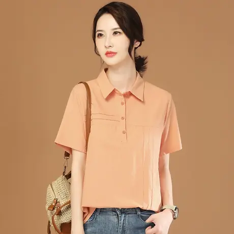 韩潮袭人高级感拼接纯色短袖女士衬衫2024夏新款设计感小众衬衣薄图片