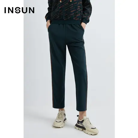 INSUN恩裳奥莱春季秋季撞色侧线条点缀百搭休闲裤图片