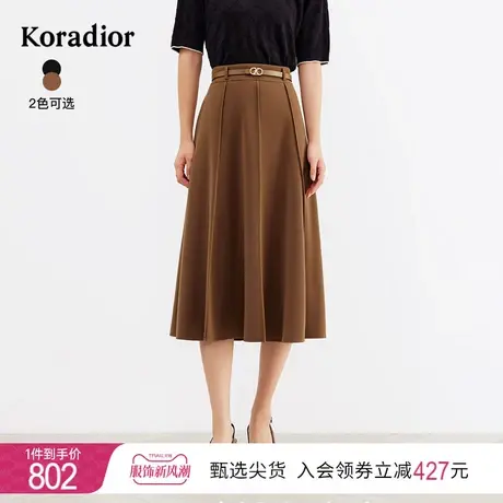 珂莱蒂尔2024年春季新款中长款通勤收腰显瘦百褶半身裙女a字裙子图片