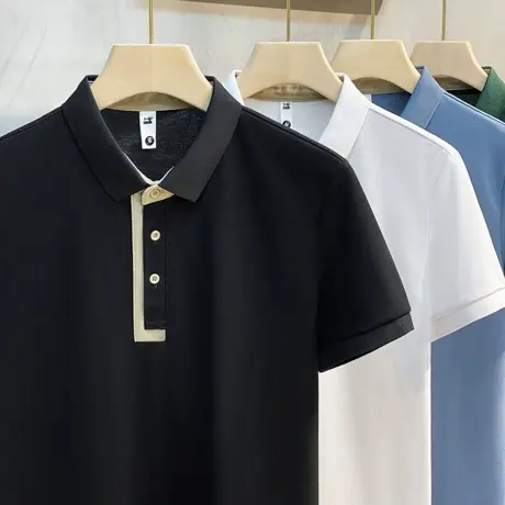 短袖t恤男2023夏装新款翻领POLO衫日系撞色潮牌韩版休闲半袖保罗商品大图