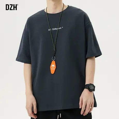 男士深灰色美式t恤男潮牌重磅夏季半袖上衣男装2023新款体恤百搭商品大图