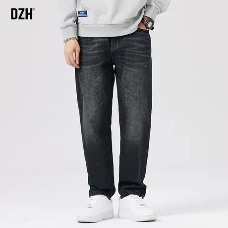 男士黑色牛仔裤男直筒宽松休闲男裤2023新款春夏长裤牛子裤直筒裤商品大图