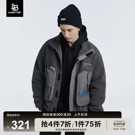 Lilbetter摇粒绒棉衣男新款仿羊羔毛工装外套棉服潮流防寒服夹克商品大图
