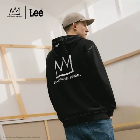 【Basquiat联名】Lee24春季新品舒适版刺绣Logo男连帽长袖卫衣潮图片