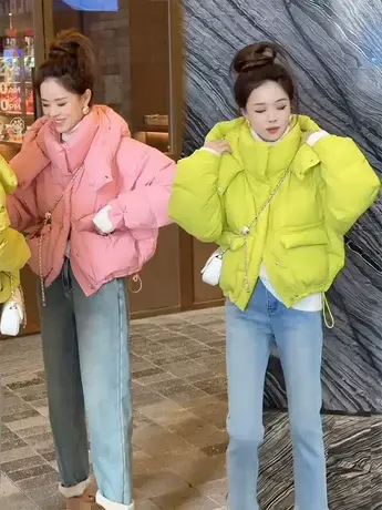 羽绒服女款2023年新款冬装韩版小个子面包服短款时尚甜系加厚外套图片