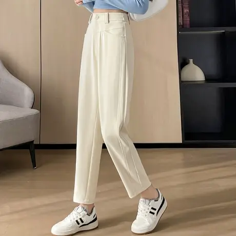 【3月4春新品8折】高级感宽松休闲西装百搭显瘦遮肉哈伦长裤子女图片